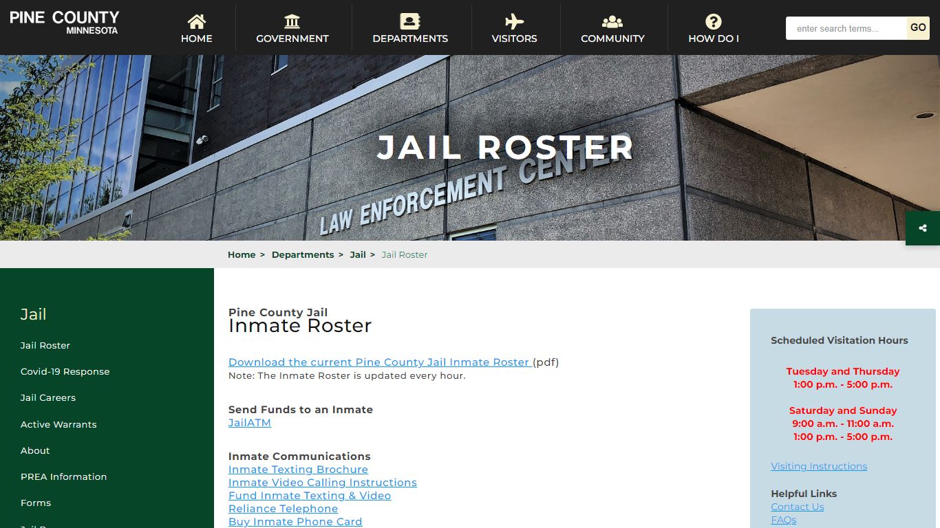Jail Roster - Pine County, Minnesota